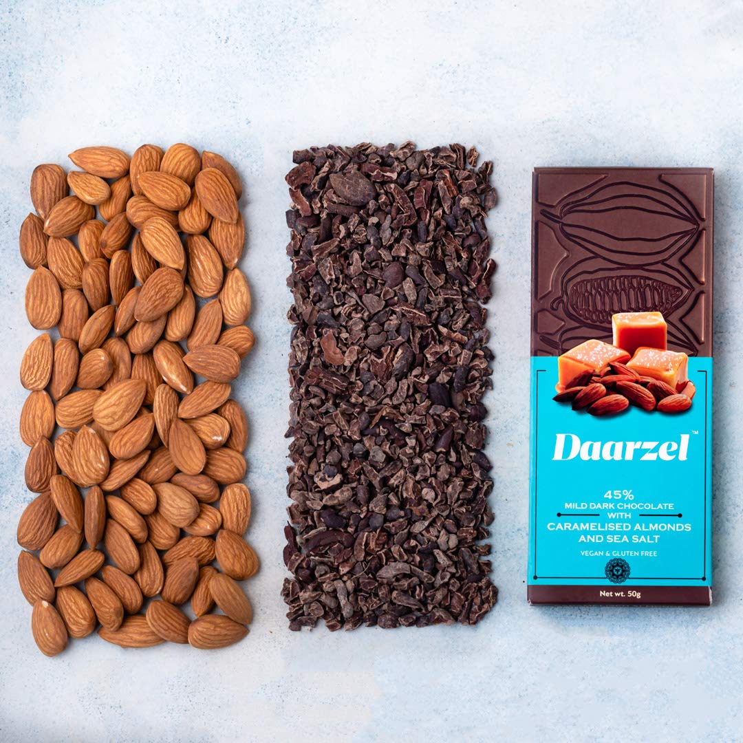 45% Mild Dark Chocolate with Caramelised Almonds with Sea Salt | Vegan & Gluten Free