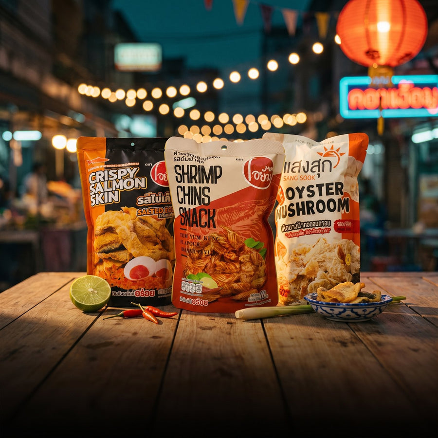 The Thai Collection — imported snacks at a Bangkok night market