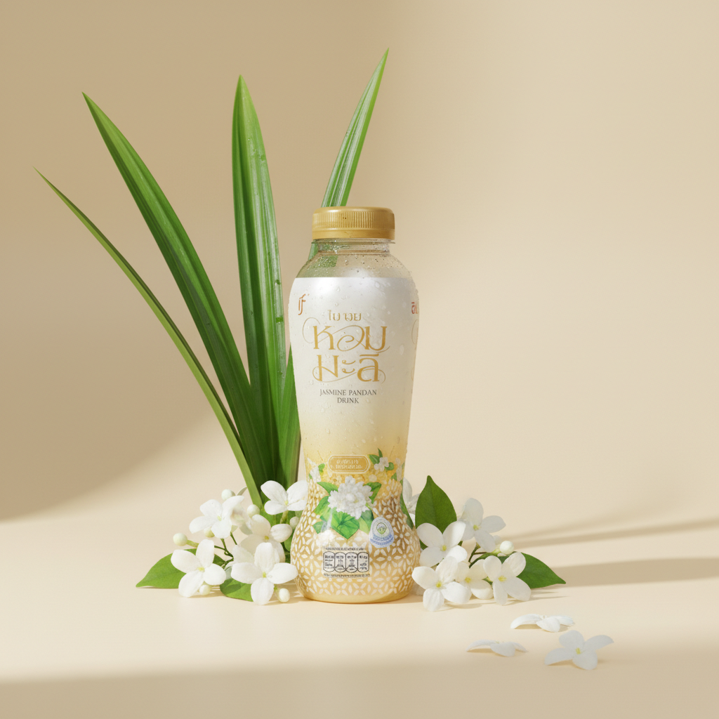 IF jasmine pandan drink with pandan leaves and jasmine blossoms